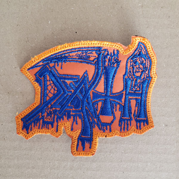 DEATH EMBROIDERED LOGO PATCH (Orange/Blue)